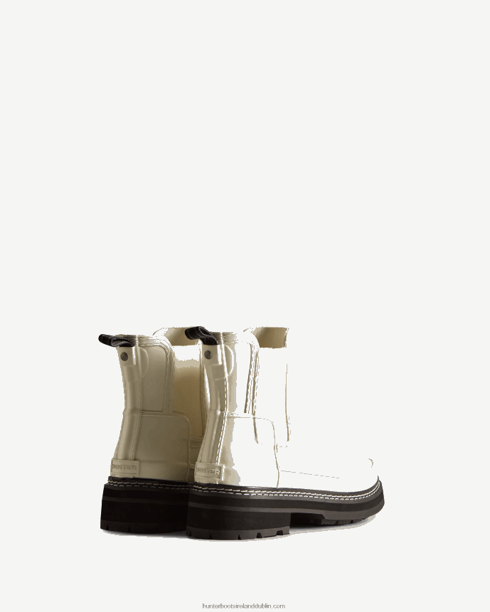 Women Hunter Refined Stitch Detail Chelsea Boots White Willow/Black 68TN2X159