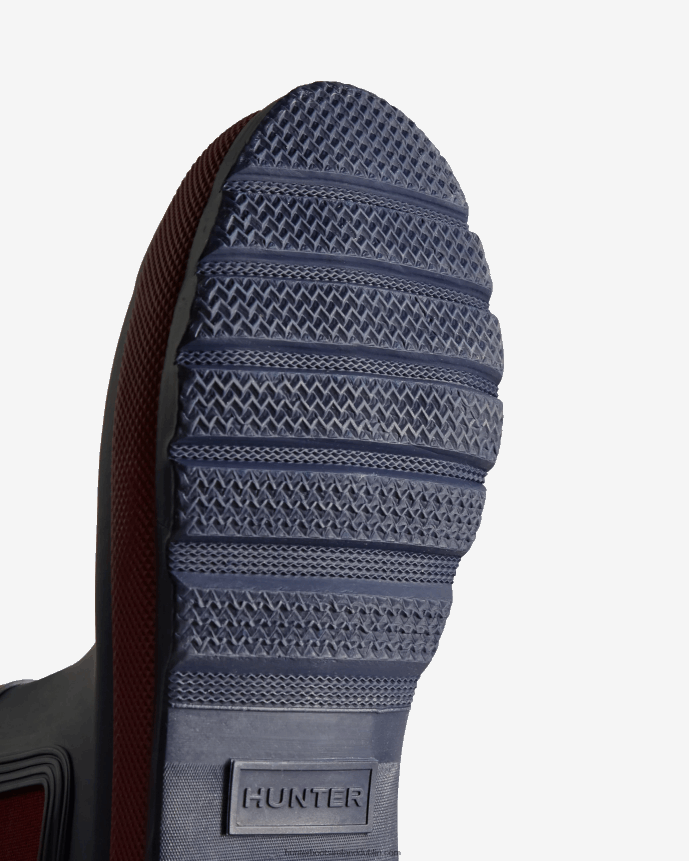 Women Hunter Rowing Blazers Zig Zag Chelsea Boots Evening Blue/Sundried Red 68TN2X185