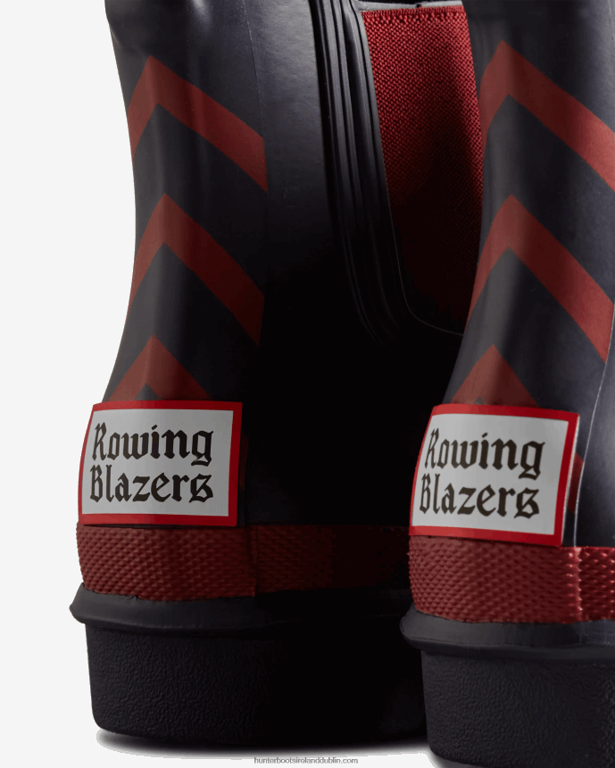 Women Hunter Rowing Blazers Zig Zag Chelsea Boots Evening Blue/Sundried Red 68TN2X185
