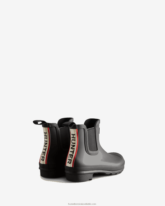Women Hunter Tri-Colour Logo Backstrap Chelsea Boots Black 68TN2X51