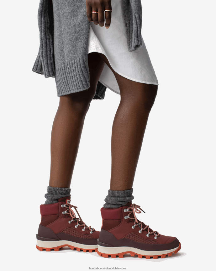 Women Hunter Explorer Insulated Lace-Up Commando Boots Muted Berry/Ruskea Brown/Fall Red 68TN2X272