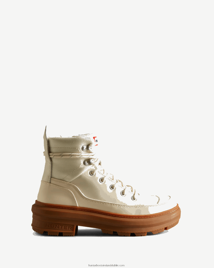 Women Hunter Rebel Explorer Leather Commando Boots Shaded White/Gum 68TN2X254
