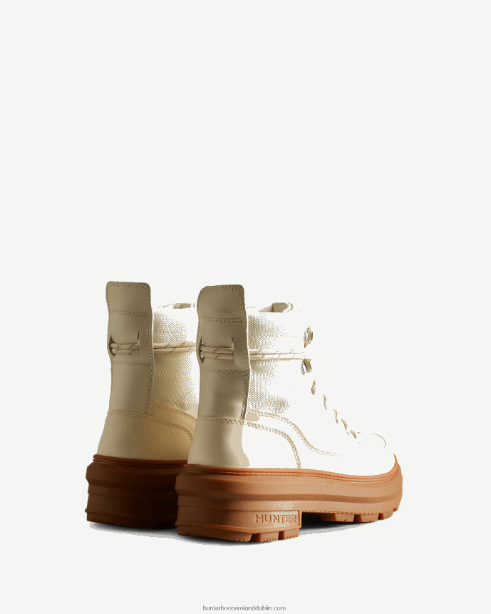Women Hunter Rebel Explorer Leather Commando Boots Shaded White/Gum 68TN2X254