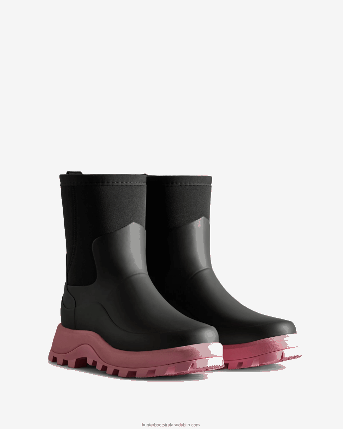 Women Hunter City Explorer Short Neoprene Boots Black/Pink Fizz 68TN2X49