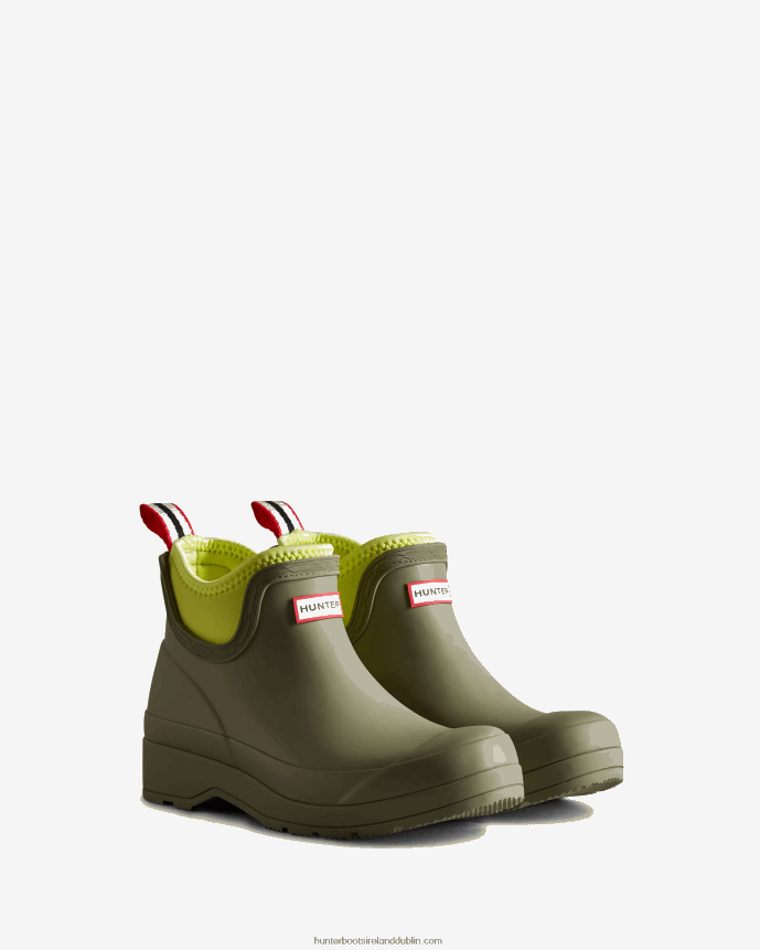 Women Hunter Play Neoprene Chelsea Boots Lichen Green/Zesty Yellow 68TN2X54