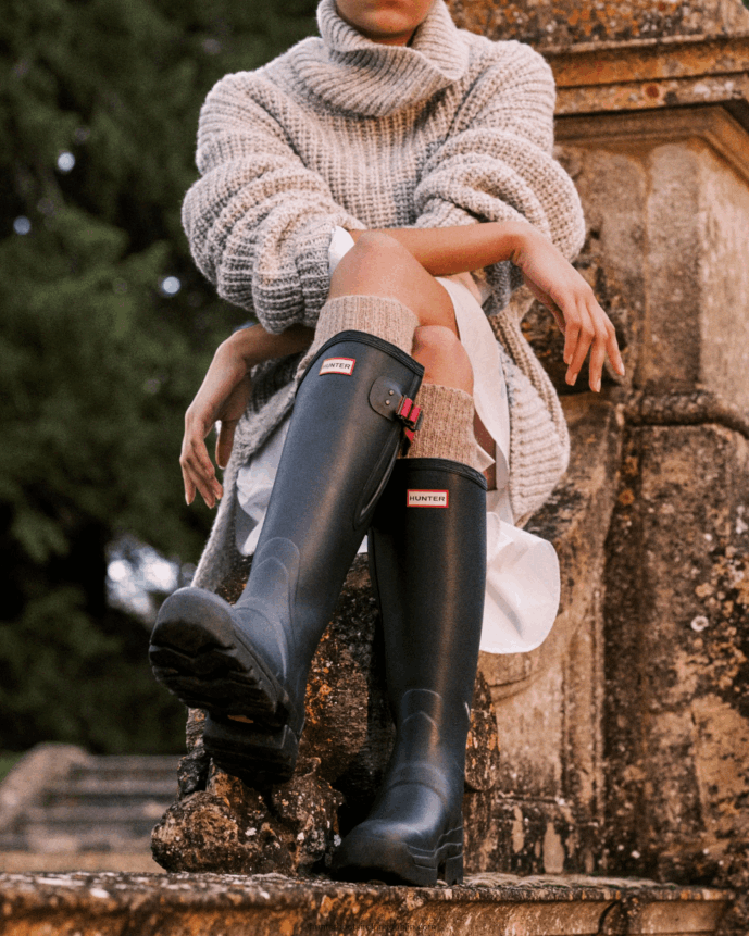Women Hunter Balmoral Adjustable 3mm Neoprene Rain Boots Navy/ Peppercorn 68TN2X69