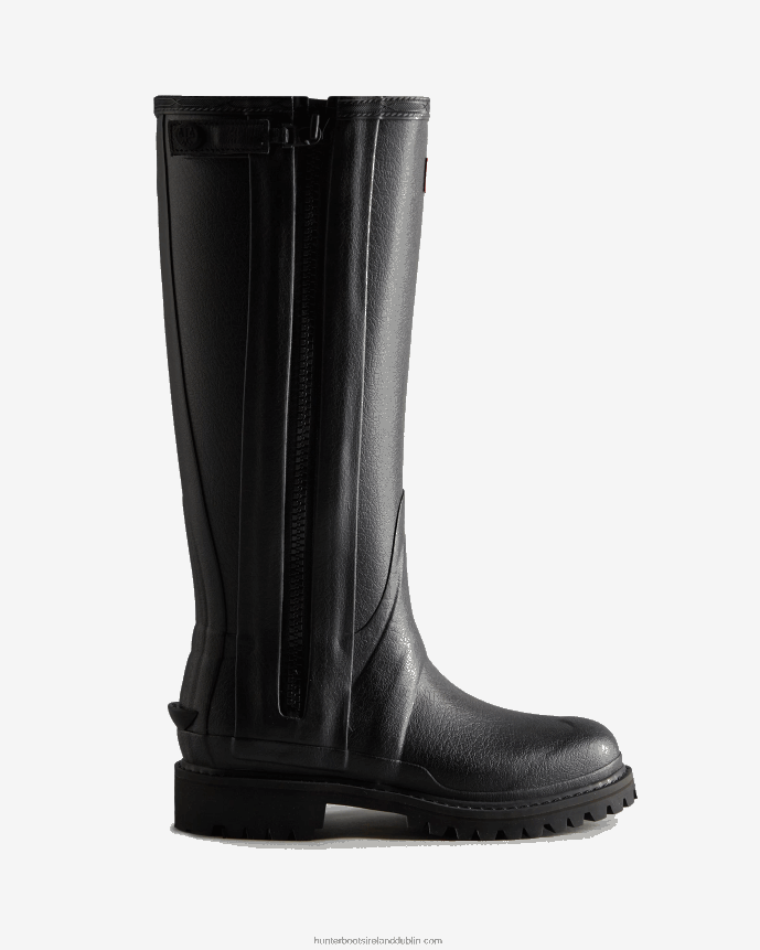 Women Hunter Balmoral Commando Rubber Zip Tall Rain Boots Black 68TN2X317