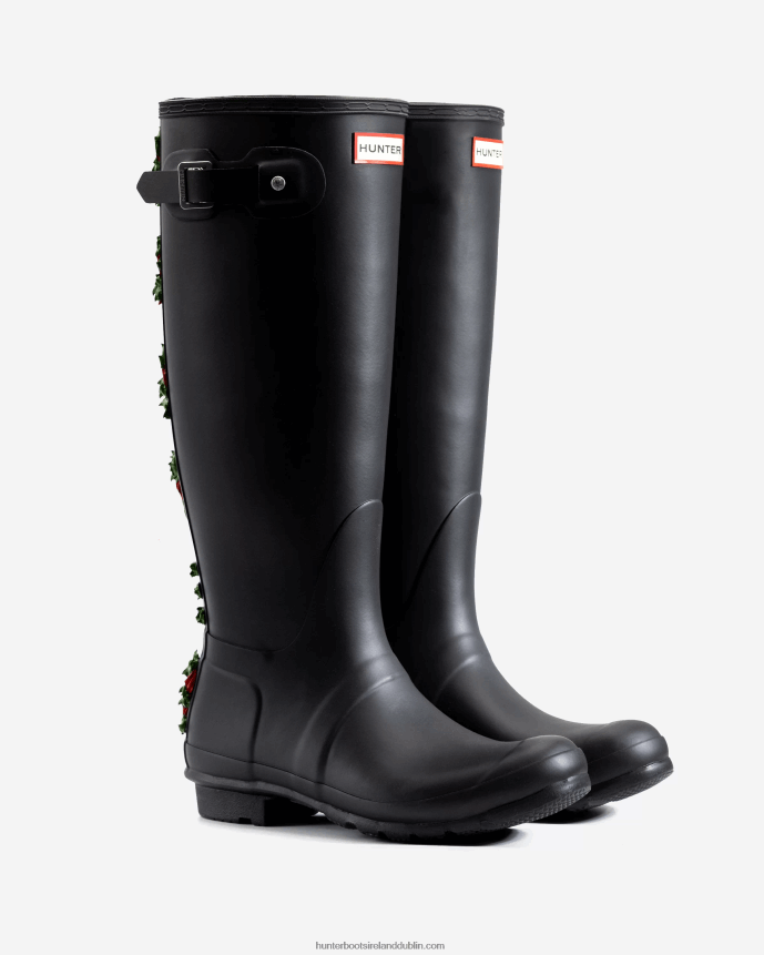 Women Hunter CLUB BUM Backstrap Tall Rain Boots Black 68TN2X230