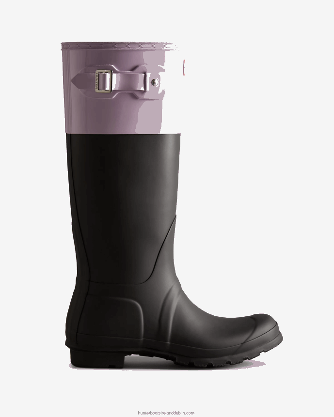 Women Hunter Colour Block Tall Rain Boots Black/Tempered Mauve 68TN2X71