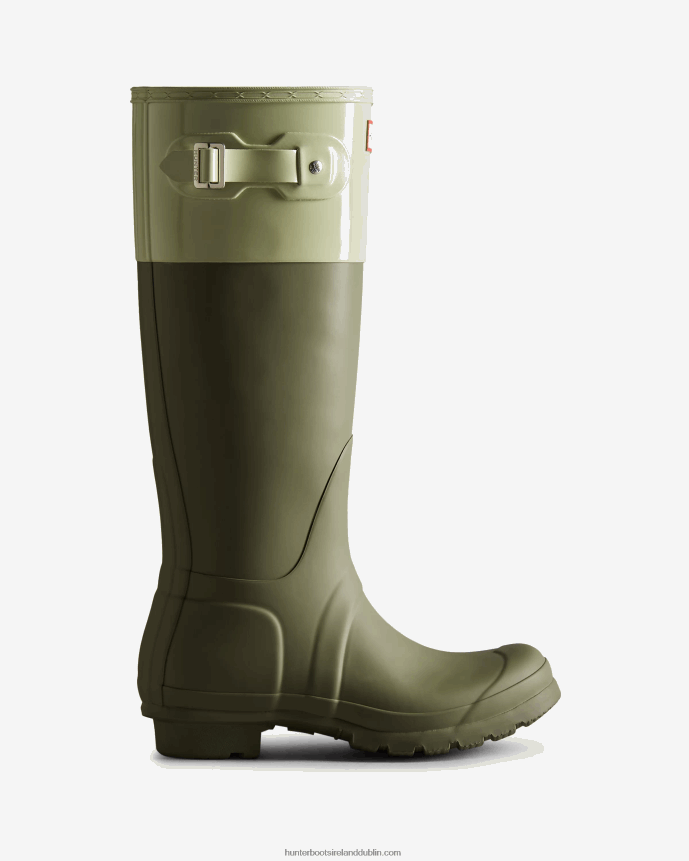 Women Hunter Colour Block Tall Rain Boots Lichen Green/Muffled Green 68TN2X169