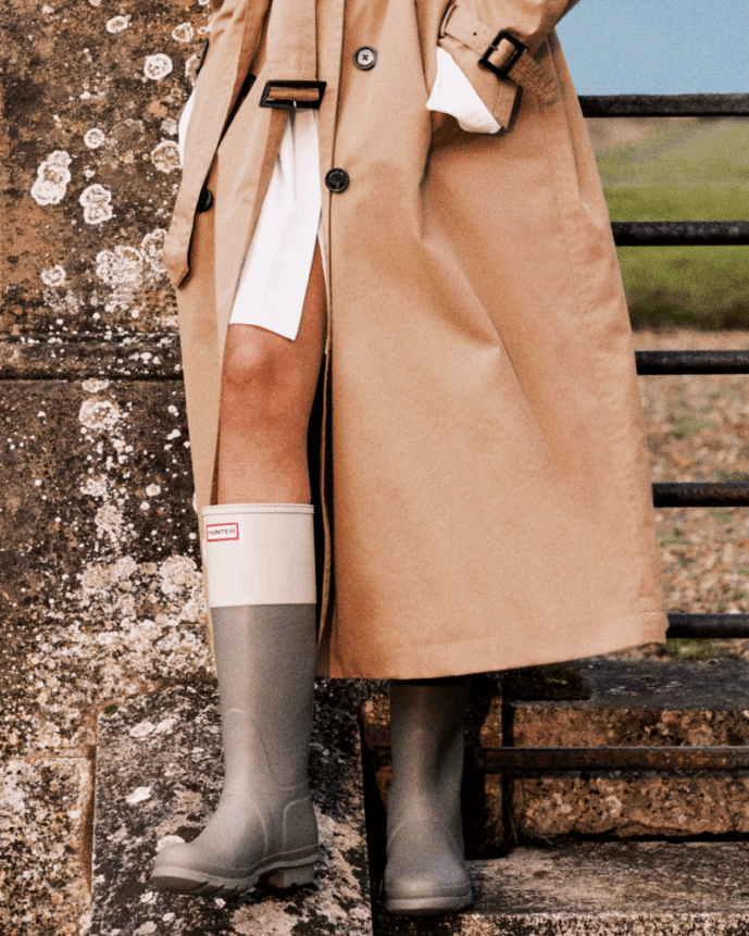 Women Hunter Colour Block Tall Rain Boots Lichen Green/Muffled Green 68TN2X169