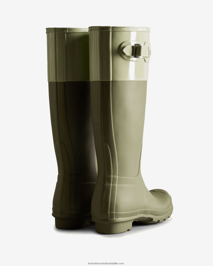 Women Hunter Colour Block Tall Rain Boots Lichen Green/Muffled Green 68TN2X169