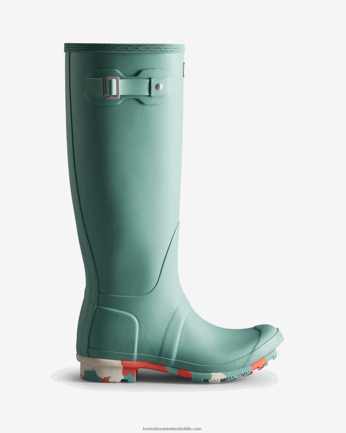 Women Hunter Colour Splash Sole Tall Rain Boots Birdseye Blue/White Willow/Persimmon Pink 68TN2X135