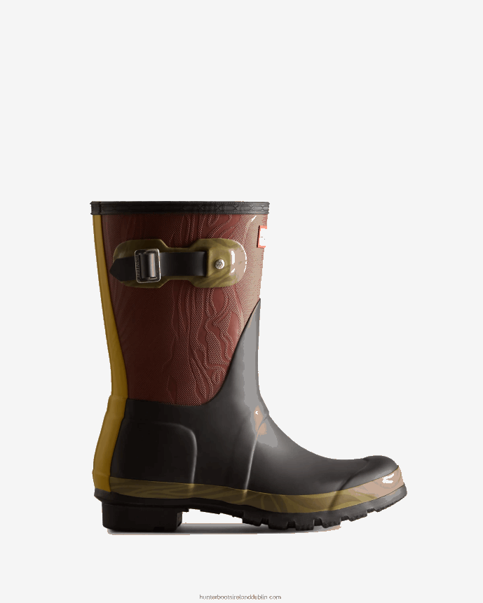 Women Hunter Erosion Texture Patchwork Short Rain Boots Erosion Texture Patchwork 68TN2X316