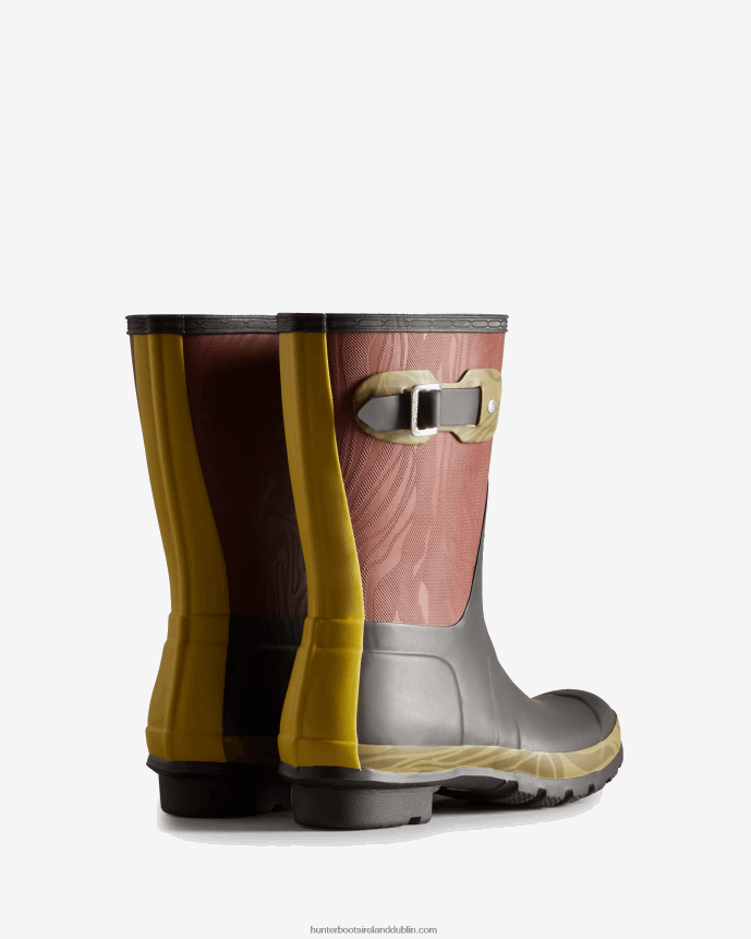 Women Hunter Erosion Texture Patchwork Short Rain Boots Erosion Texture Patchwork 68TN2X316