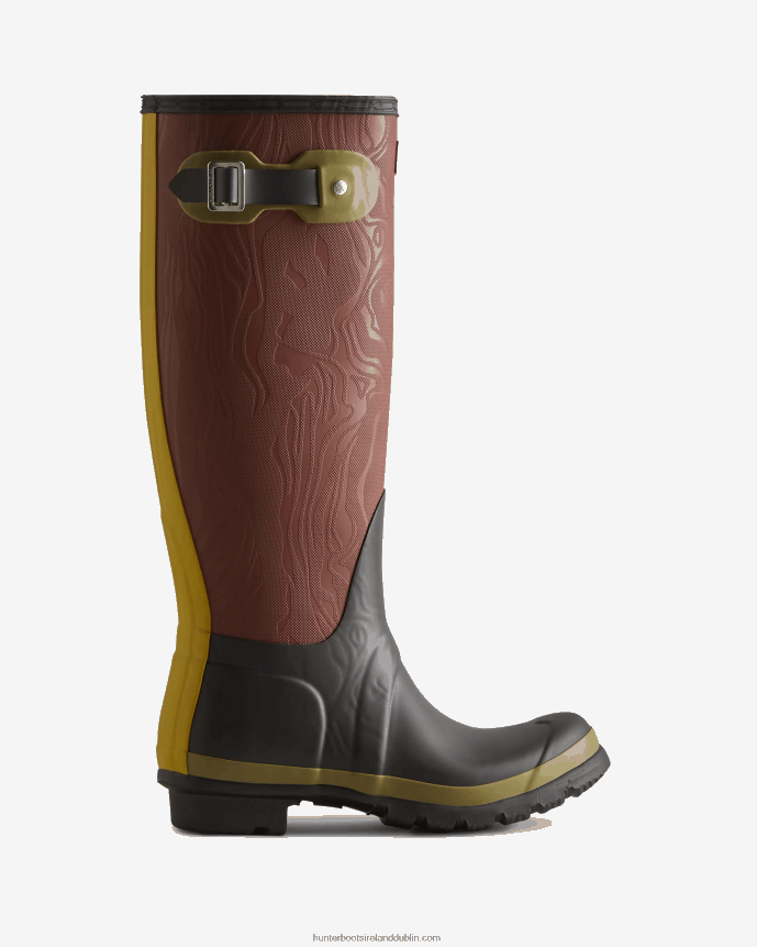 Women Hunter Erosion Texture Patchwork Tall Rain Boots Erosion Texture Patchwork 68TN2X199