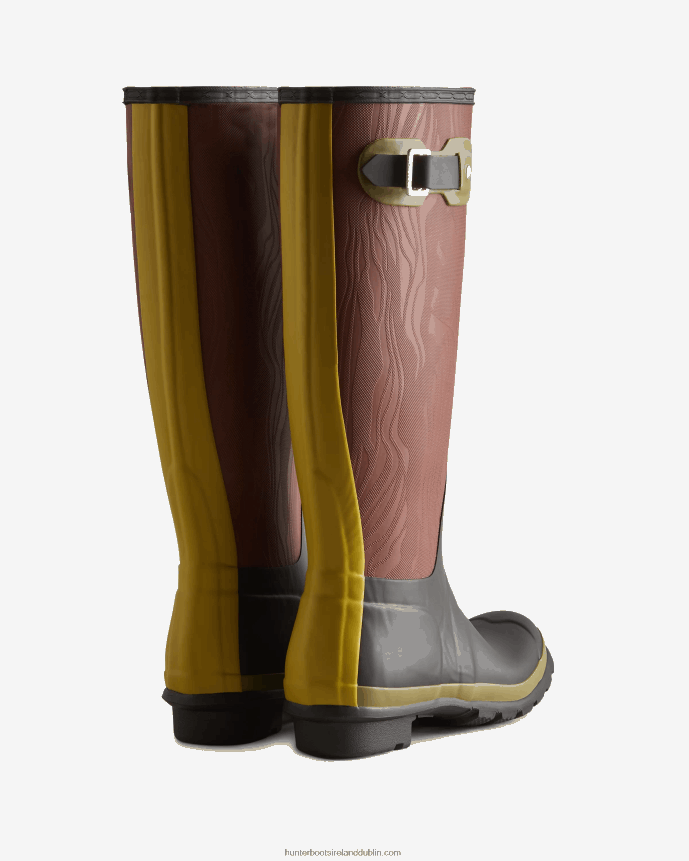 Women Hunter Erosion Texture Patchwork Tall Rain Boots Erosion Texture Patchwork 68TN2X199