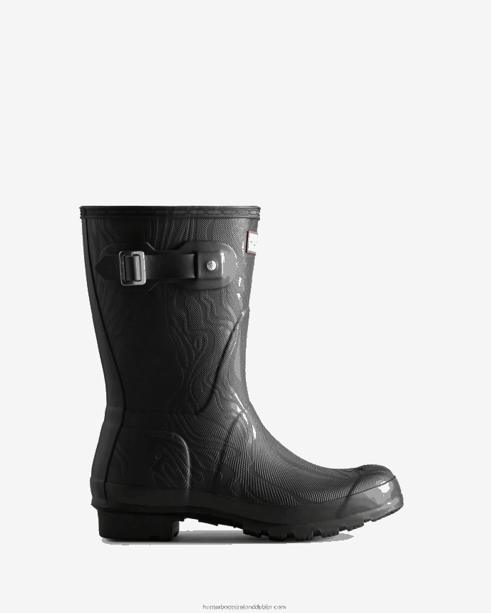 Women Hunter Erosion Texture Short Rain Boots Erosion Texture Black 68TN2X182