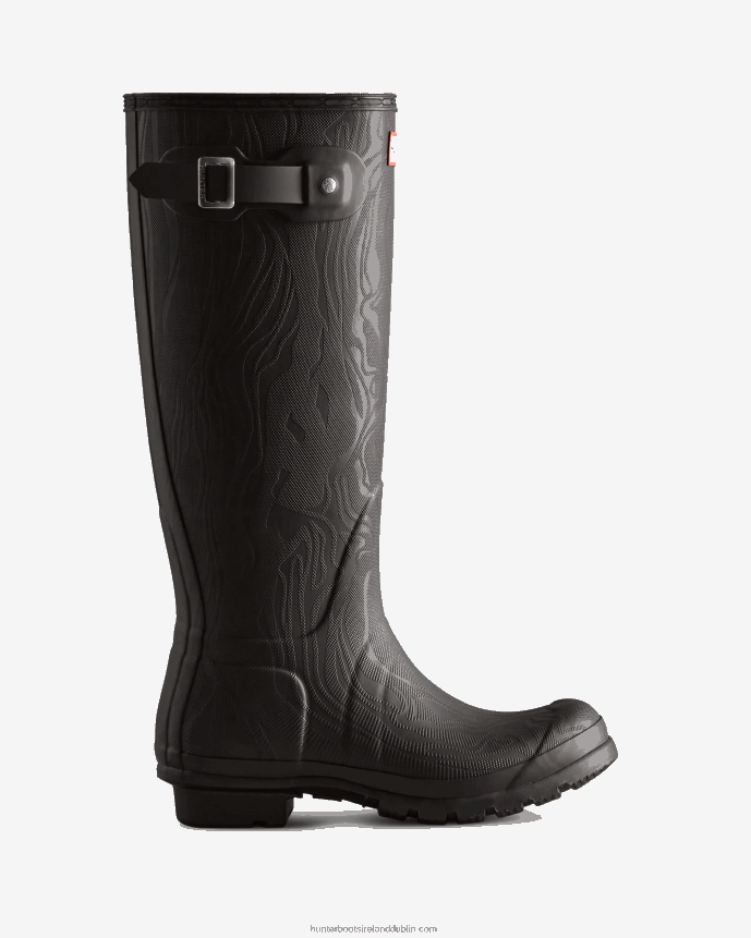 Women Hunter Erosion Texture Tall Rain Boots Erosion Texture Black 68TN2X198