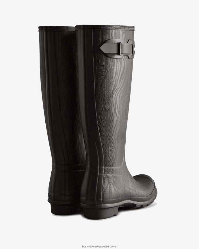 Women Hunter Erosion Texture Tall Rain Boots Erosion Texture Black 68TN2X198