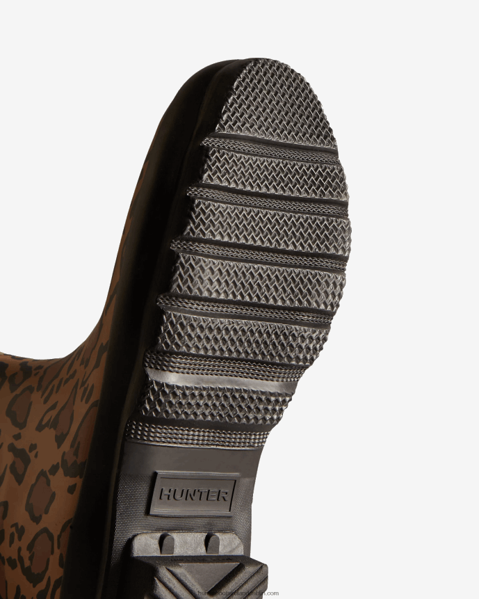 Women Hunter Leopard Print Short Rain Boots Rich Tan/Saddle/Black 68TN2X128