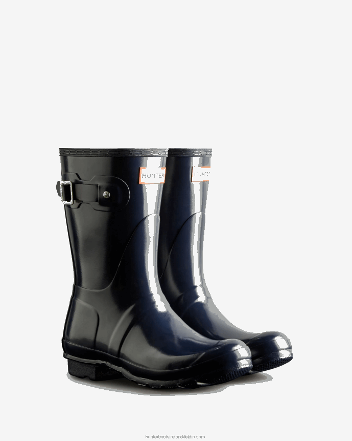 Women Hunter Original Short Gloss Rain Boots Navy 68TN2X75