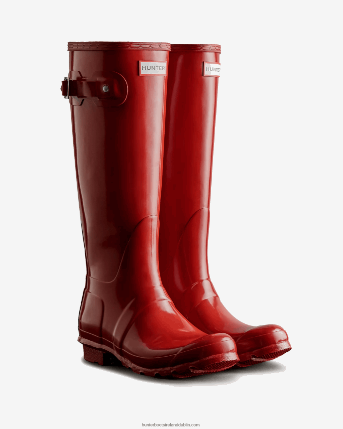 Women Hunter Original Tall Gloss Rain Boots Military Red 68TN2X56