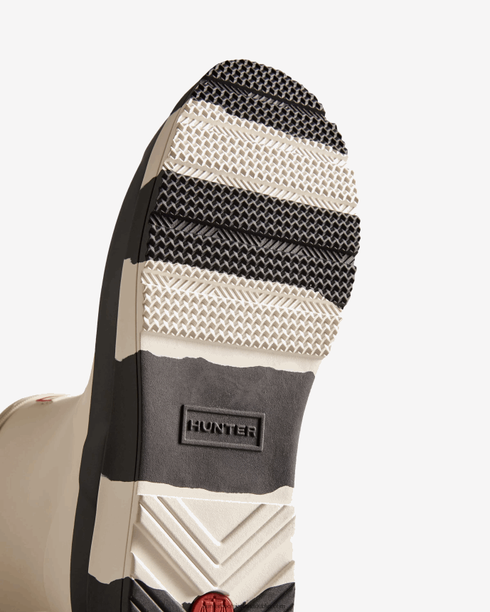 Women Hunter PLAY Short Striped Sole Rain Boots White Willow/Black 68TN2X184