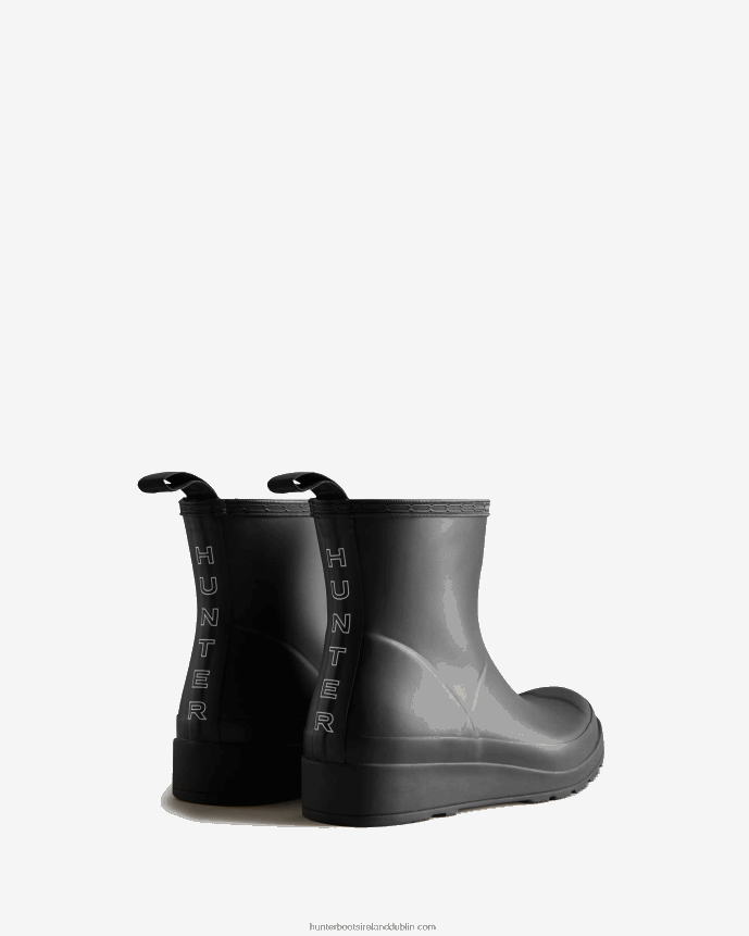 Women Hunter Play Short Backstrap Rain Boots Black/White 68TN2X48