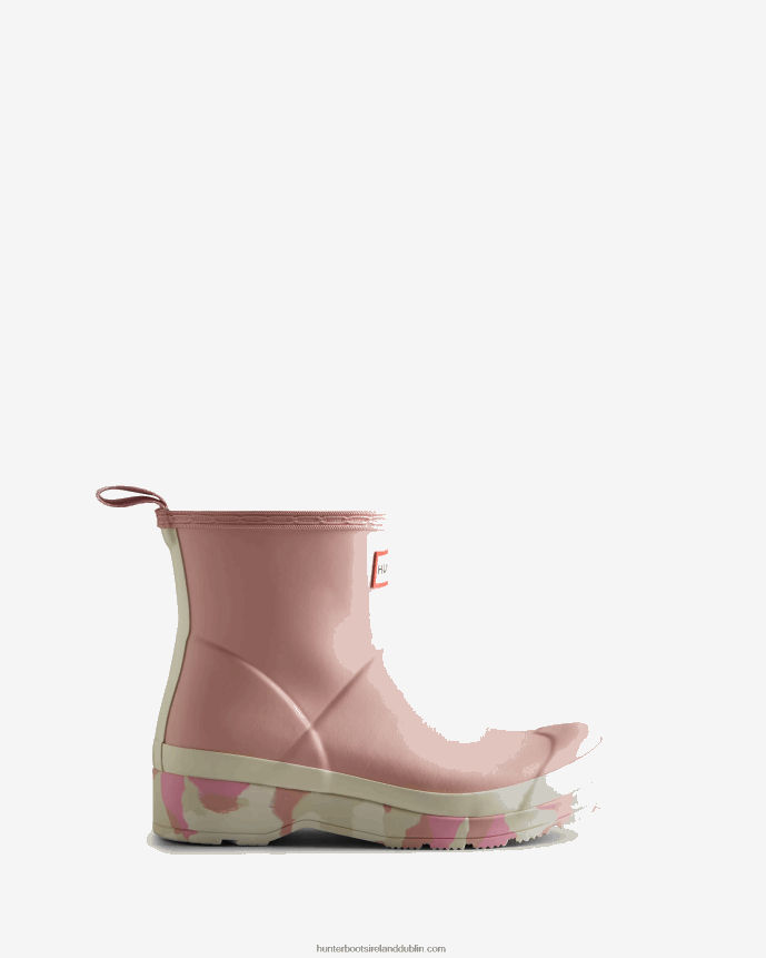 Women Hunter Play Short Colour Splash Sole Rain Boots Faded Rose/Shaded White/Pink Fizz/Skimming Stone 68TN2X164