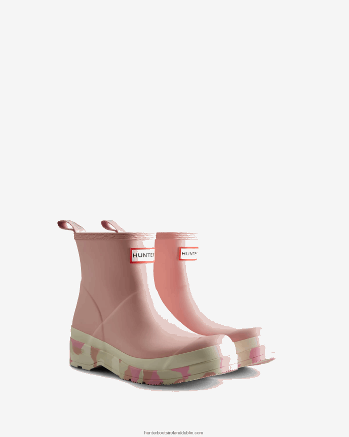 Women Hunter Play Short Colour Splash Sole Rain Boots Faded Rose/Shaded White/Pink Fizz/Skimming Stone 68TN2X164
