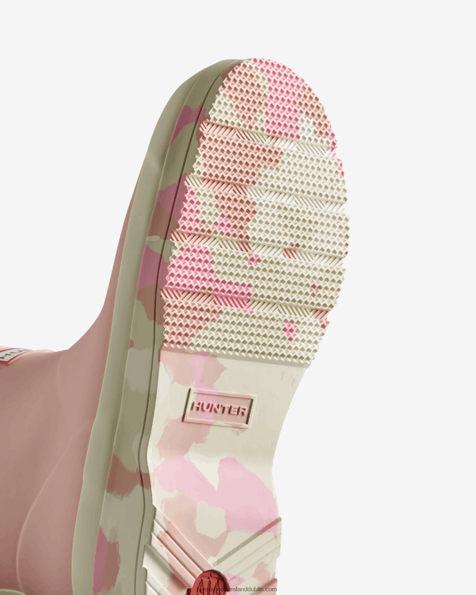 Women Hunter Play Short Colour Splash Sole Rain Boots Faded Rose/Shaded White/Pink Fizz/Skimming Stone 68TN2X164