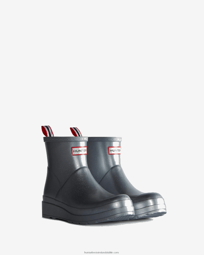 Women Hunter Play Short Cosmic Glitter Rain Boots Silver 68TN2X10