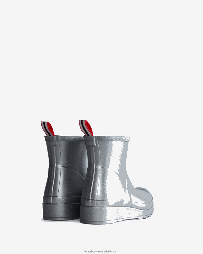 Women Hunter Play Short Cosmic Glitter Rain Boots Silver 68TN2X10