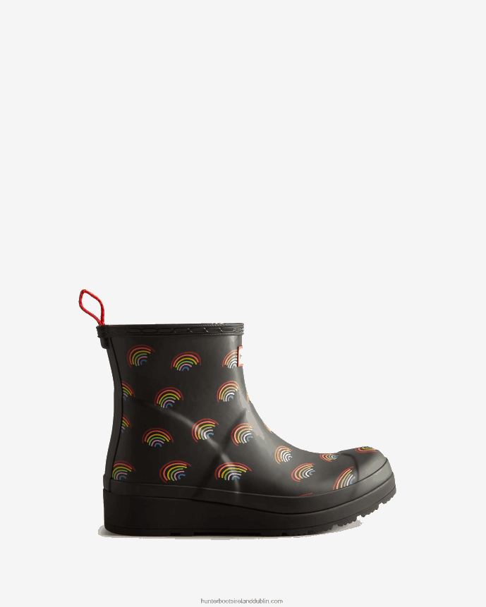 Women Hunter Play Short Mini Rainbow Rain Boots Mini Rainbow Print 68TN2X179