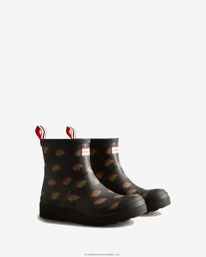Women Hunter Play Short Mini Rainbow Rain Boots Mini Rainbow Print 68TN2X179