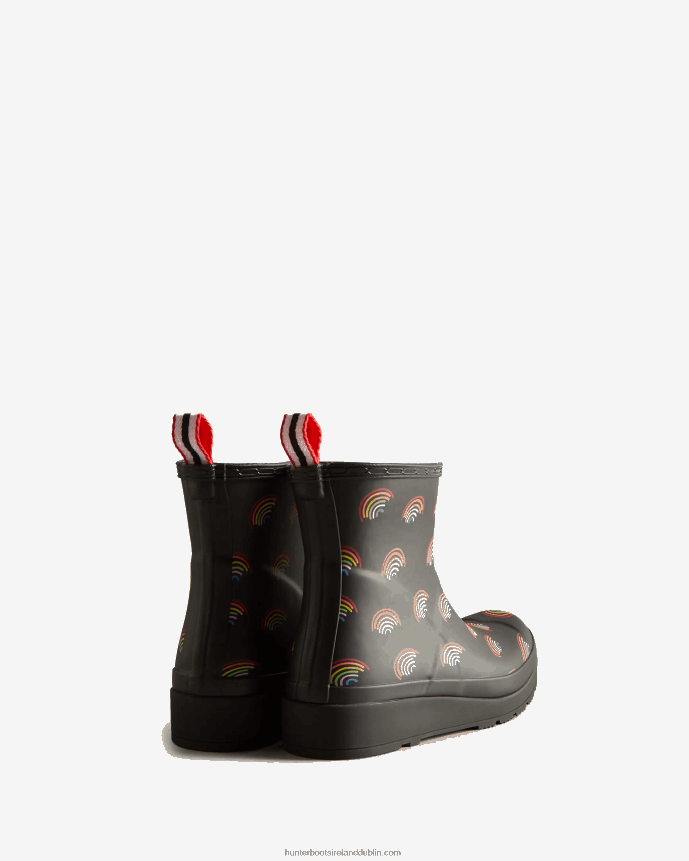 Women Hunter Play Short Mini Rainbow Rain Boots Mini Rainbow Print 68TN2X179