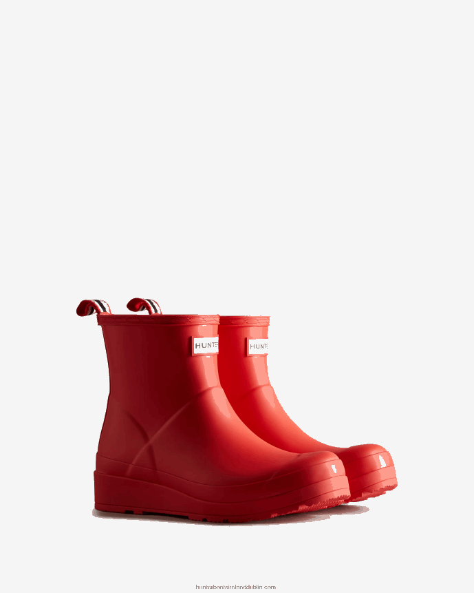 Women Hunter Play Short Rain Boots Logo Red 68TN2X33