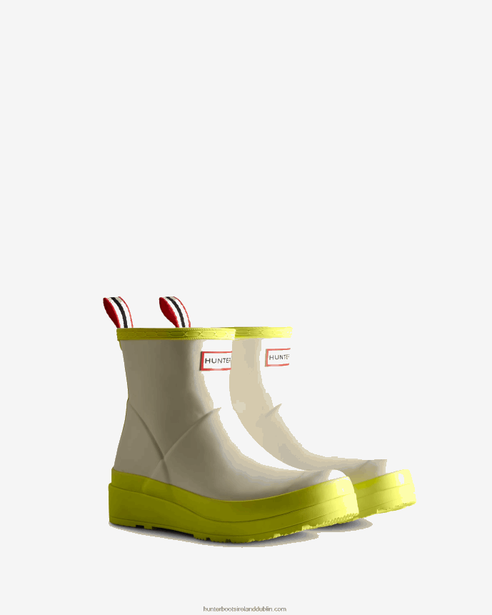 Women Hunter Play Short Rain Boots Shaded White/Zesty Yellow 68TN2X35