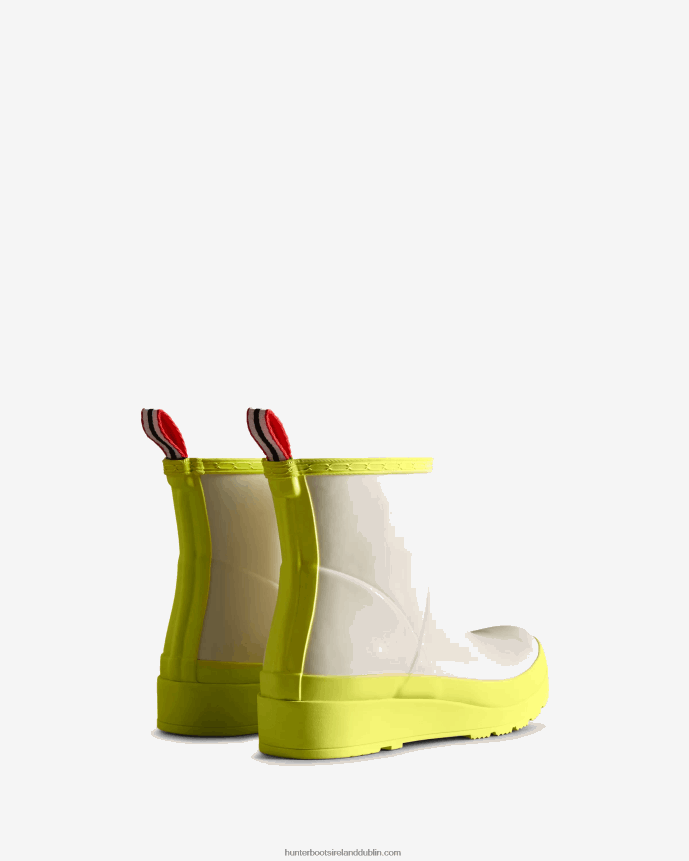 Women Hunter Play Short Rain Boots Shaded White/Zesty Yellow 68TN2X35