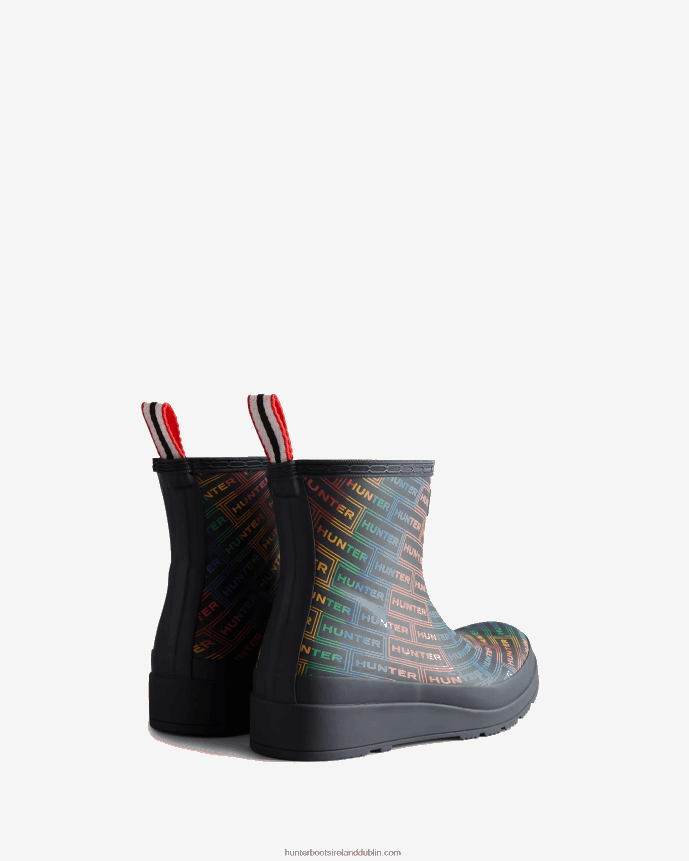 Women Hunter Play Short Rainbow Logo Print Rain Boots Logo Rainbow Xray Navy 68TN2X315