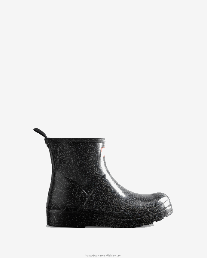 Women Hunter Play Short Starcloud Glitter Rain Boots Black 68TN2X28