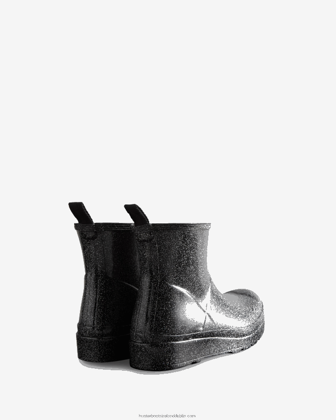 Women Hunter Play Short Starcloud Glitter Rain Boots Black 68TN2X28