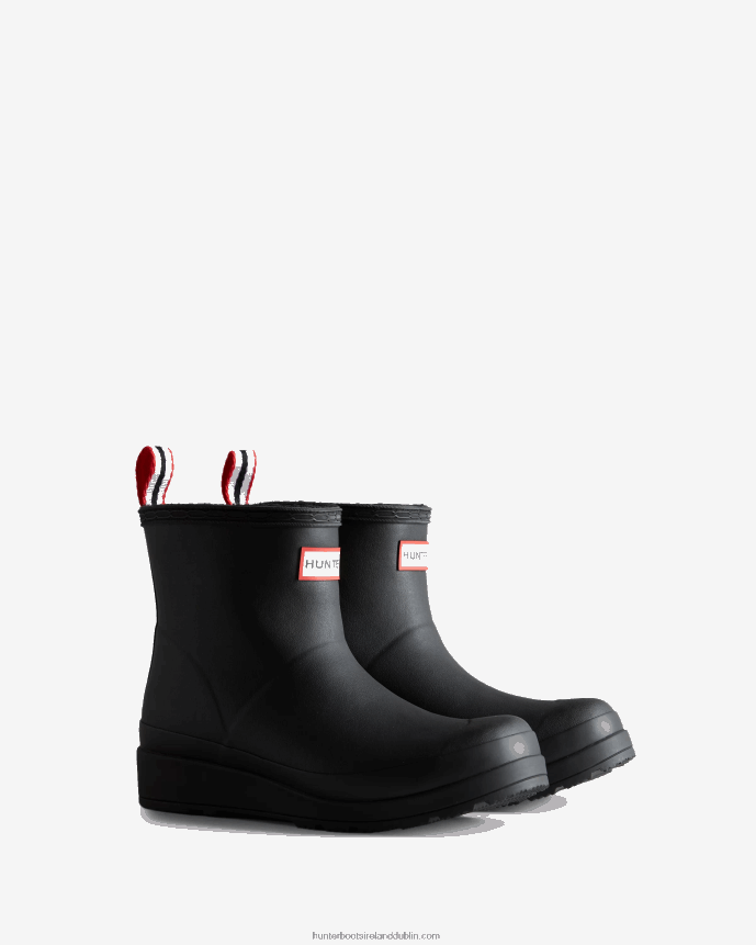 Women Hunter Play Vegan Shearling Insulated Short Rain Boots Black 68TN2X89