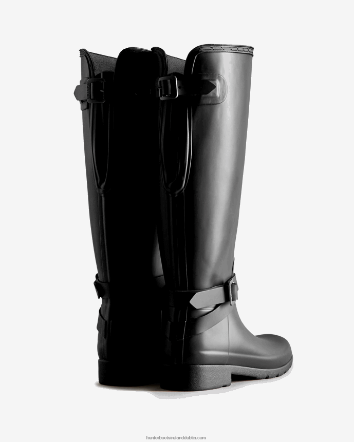 Women Hunter Refined Slim Fit Adjustable Tall Rain Boots Black 68TN2X94