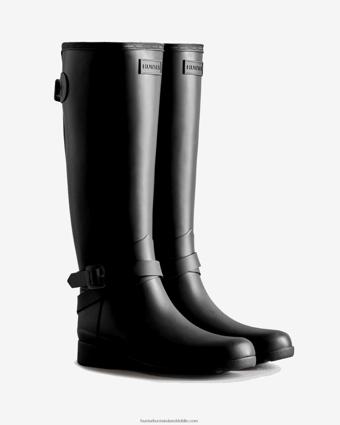Women Hunter Refined Slim Fit Adjustable Tall Rain Boots Black 68TN2X94