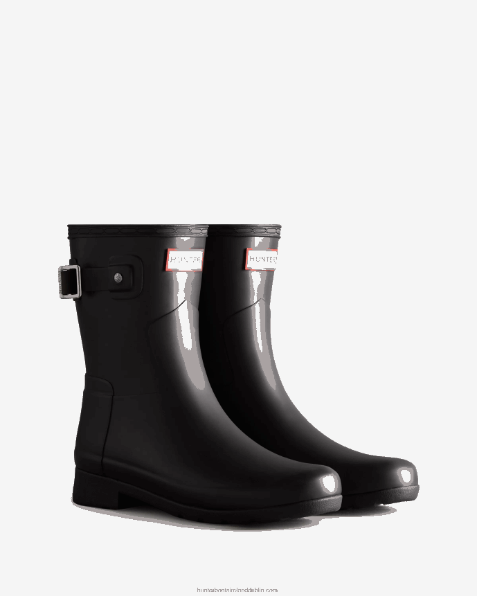Women Hunter Refined Slim Fit Short Rain Boots Black 68TN2X45