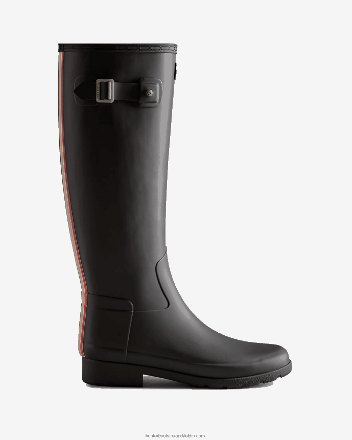 Women Hunter Refined Slim Fit Tri-Colour Logo Backstrap Tall Rain Boots Black 68TN2X170