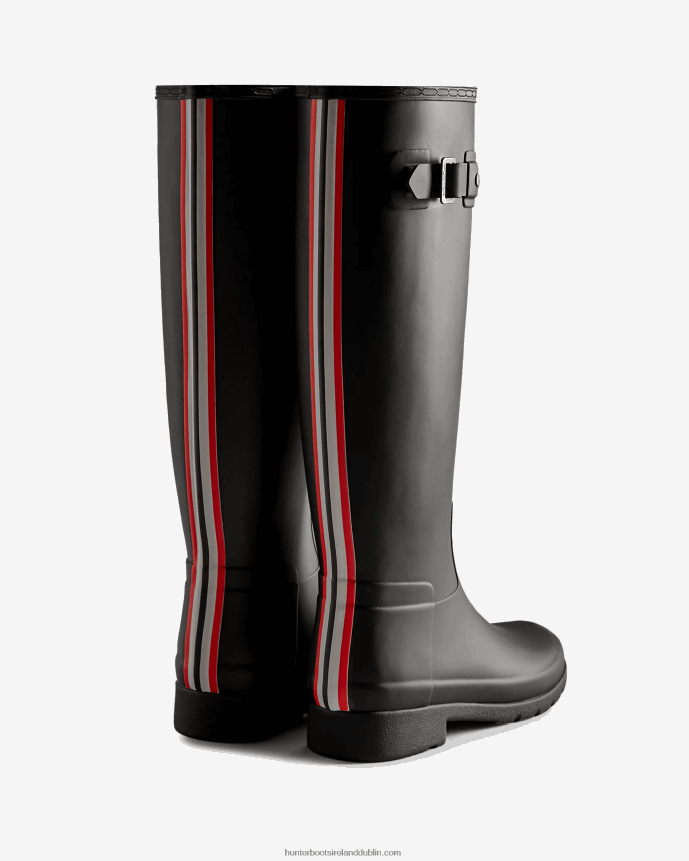 Women Hunter Refined Slim Fit Tri-Colour Logo Backstrap Tall Rain Boots Black 68TN2X170