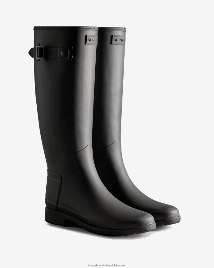 Women Hunter Refined Slim Fit Tri-Colour Logo Backstrap Tall Rain Boots Black 68TN2X170